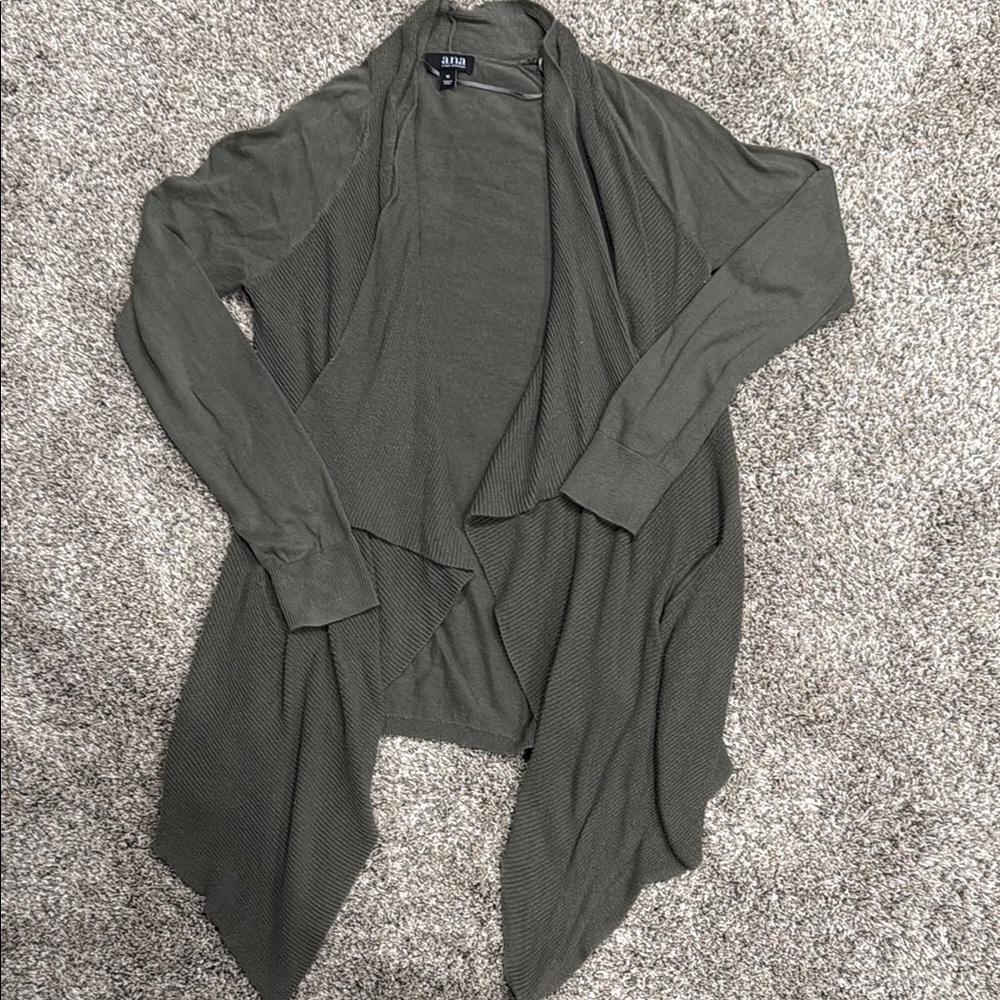 a.n.a Green Cardigan Sweater with Waterfall Hem